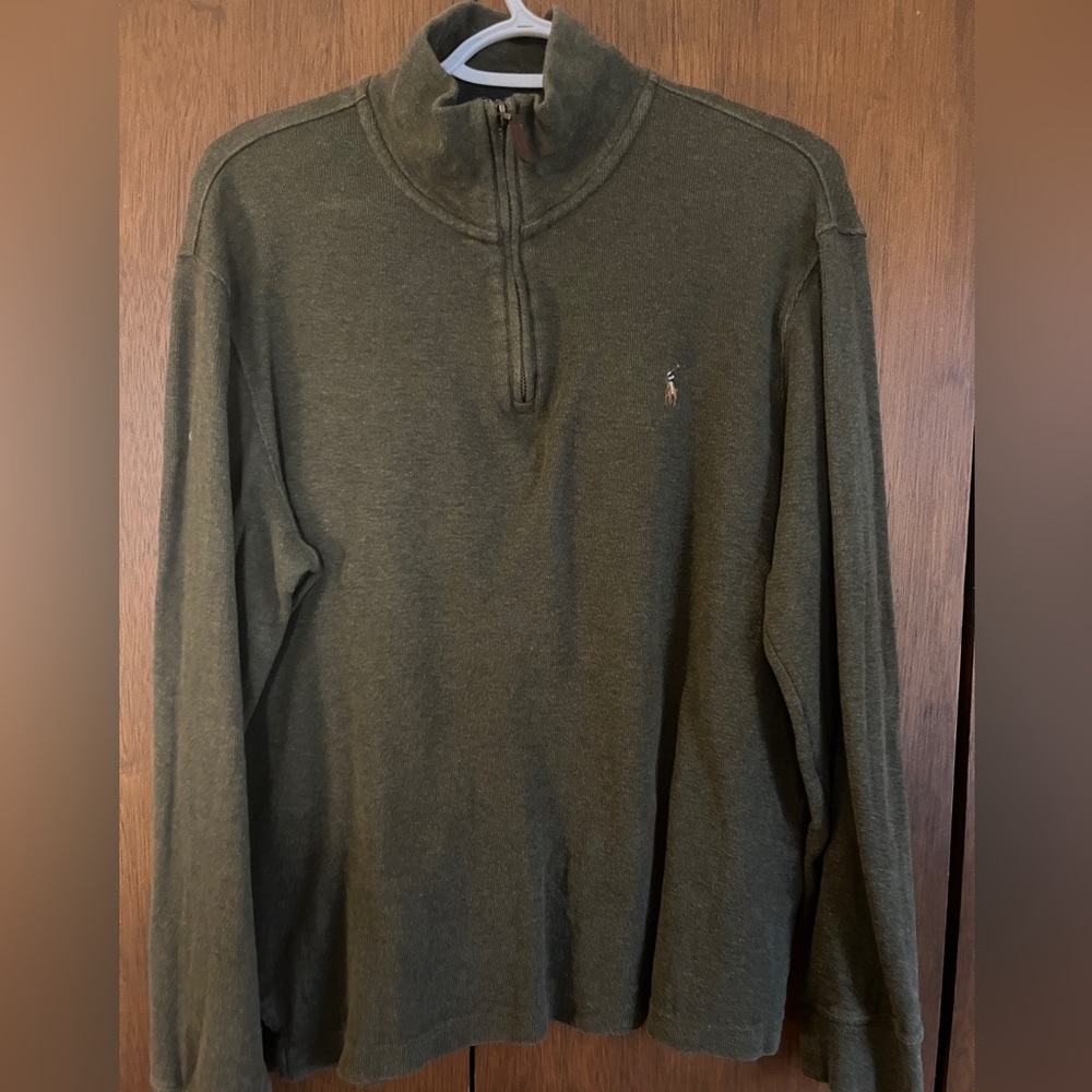 Green Quarter Zip Polo Sweater Size M
